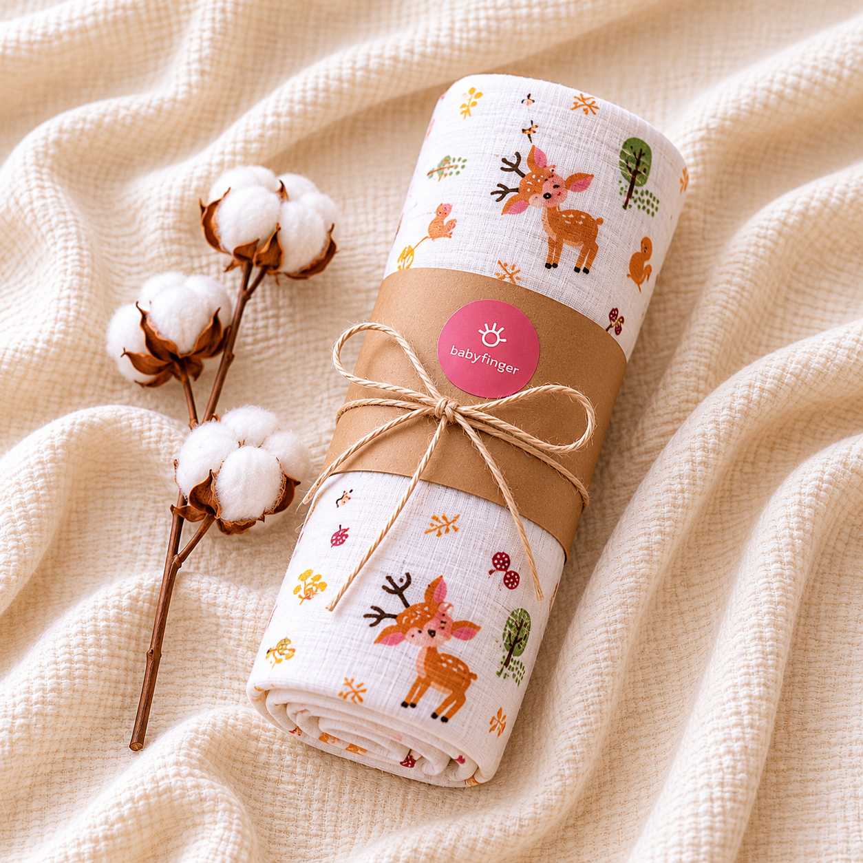 Premium Cotton Muslin Baby Towel (Single Piece)
