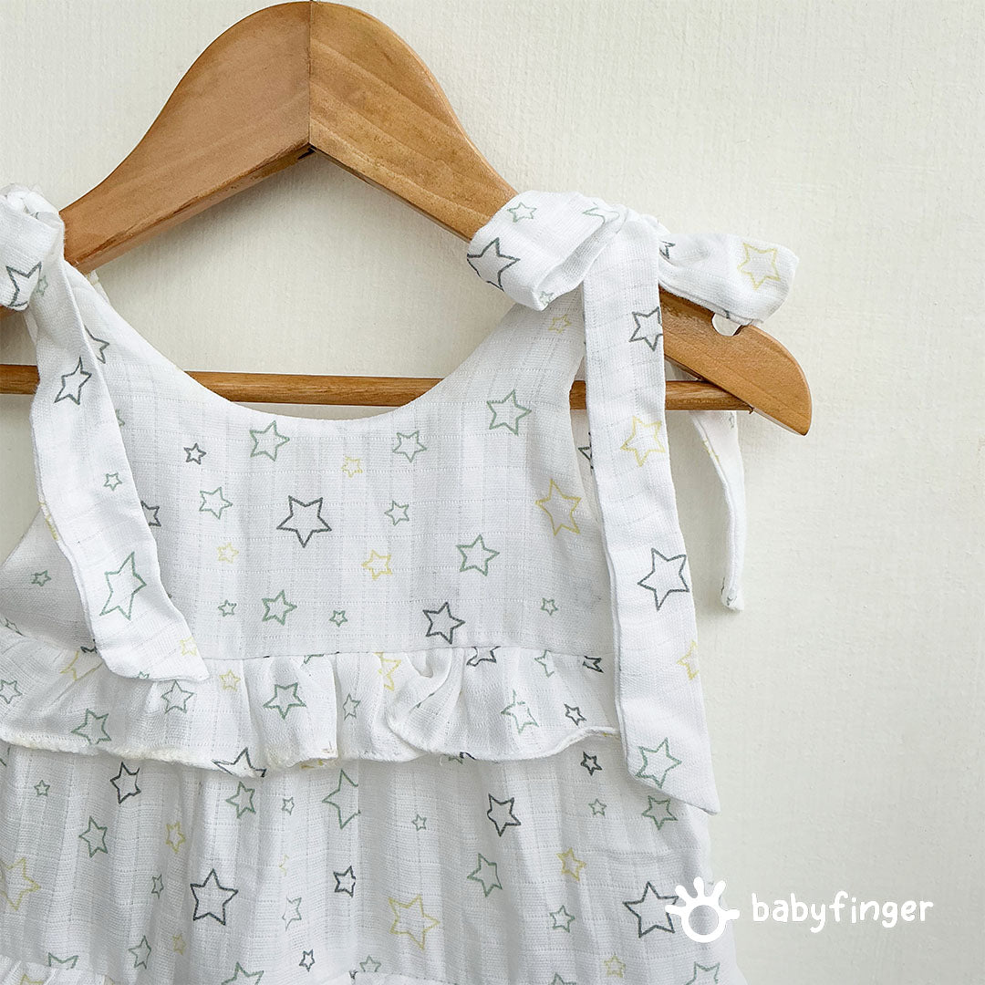 Twinkling Stars Ruffle Dress For Baby Girl