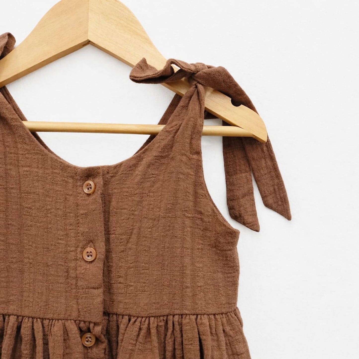Rust Brown Tie-Shoulder Baby Dress