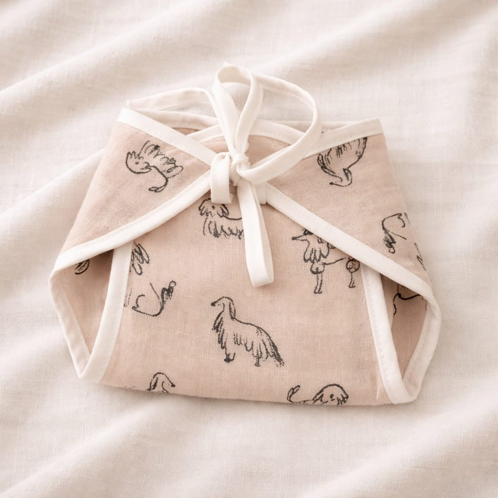 Muslin Cloth Diaper – Soft Beige Animal Print