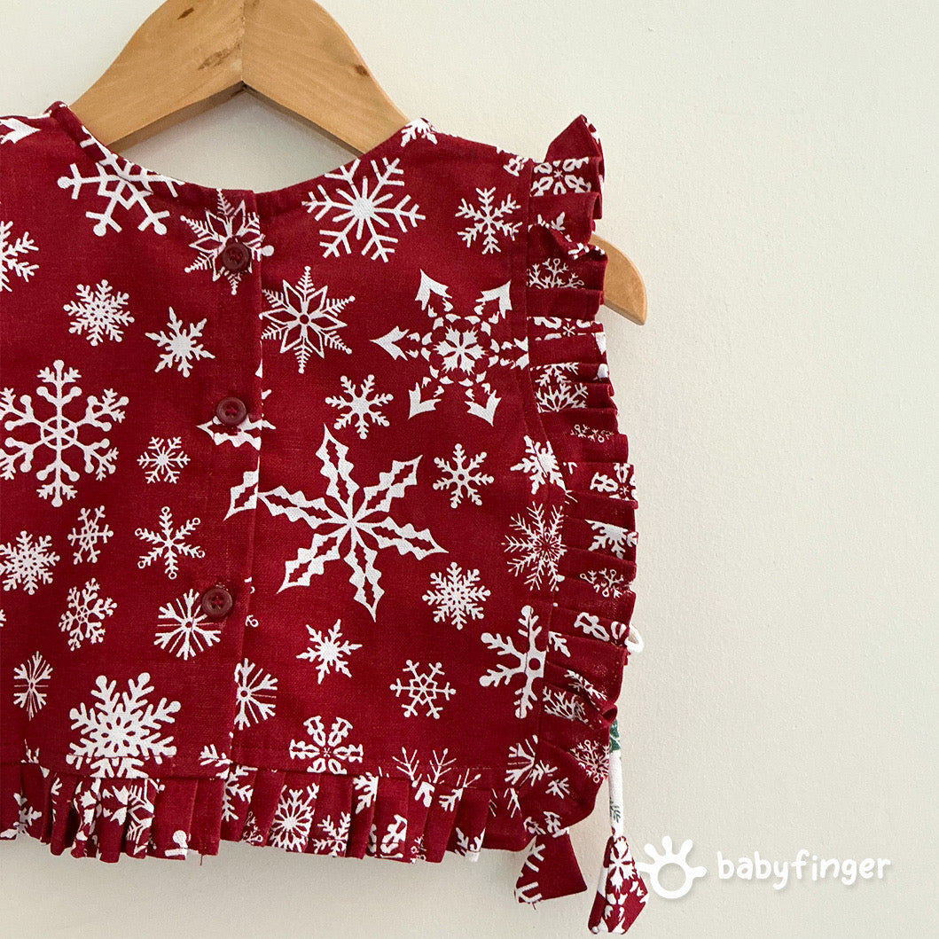 Baby Girls’ Festive Red & White Snowflake A-Line Dress