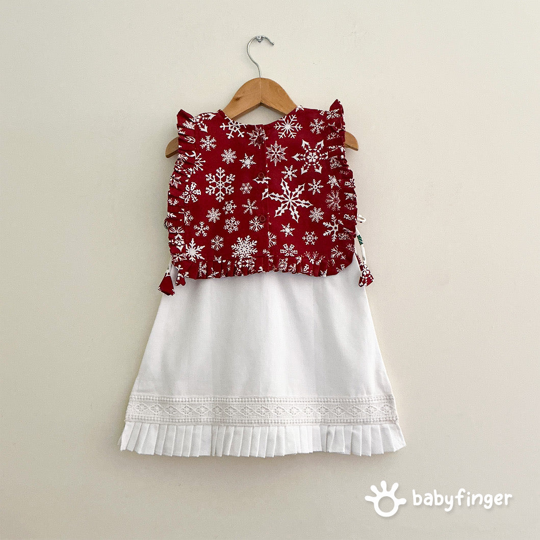 Red Snowflake Printed Baby Apron Top