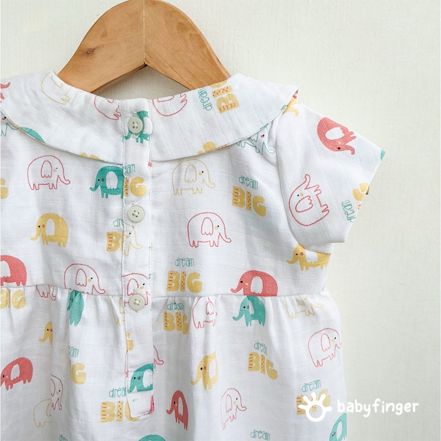 Playful Elephants Peter Pan Collar Kids Dress