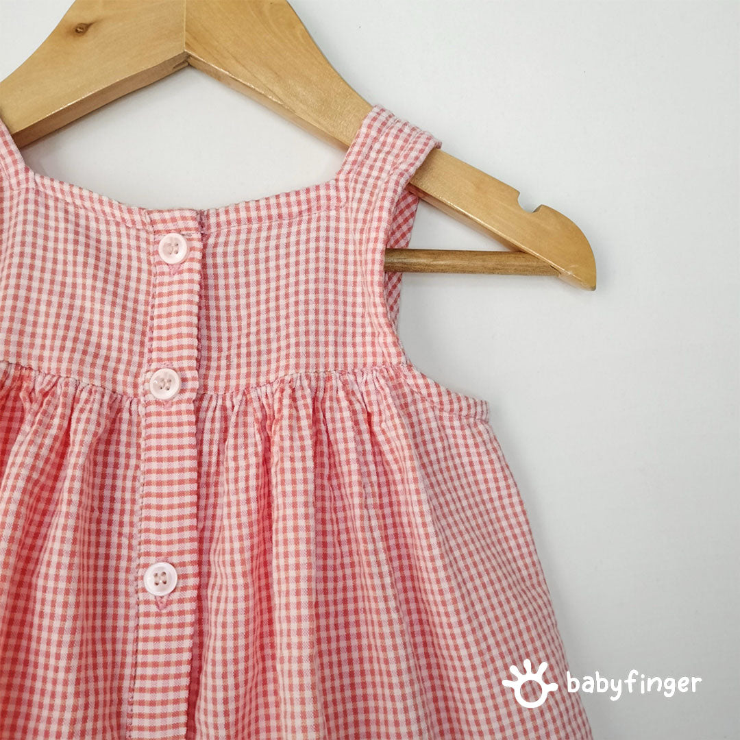 Red & White Gingham Children's Dress - Vintage Style