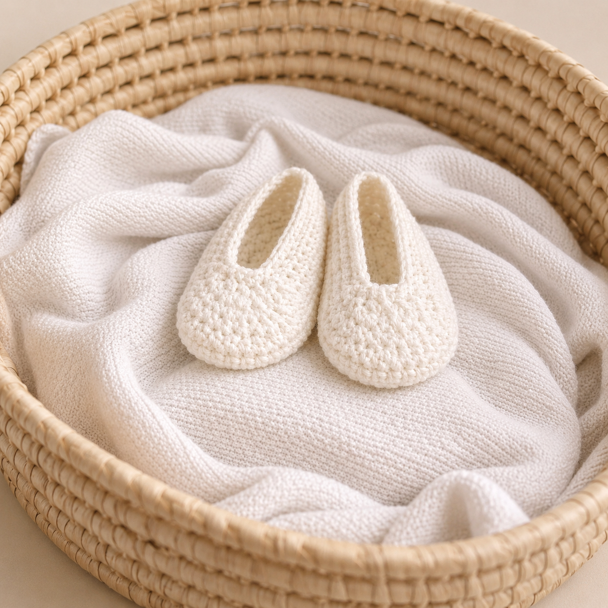 Handmade White Crochet Baby Booties