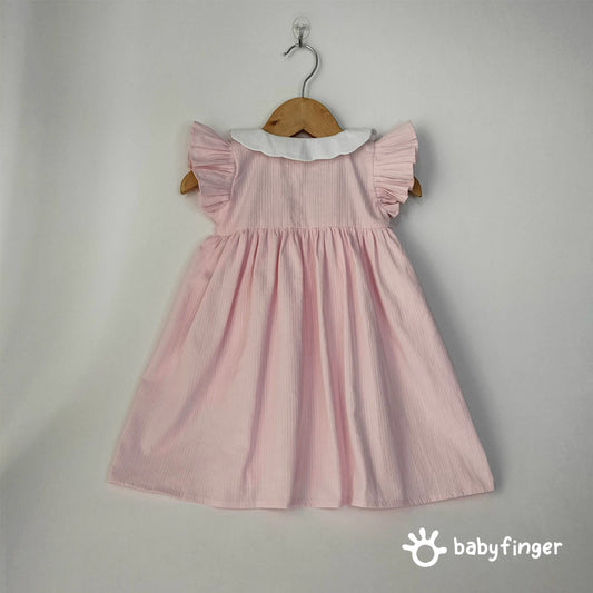 Baby Pink Cotton Button-Down Dress For kids