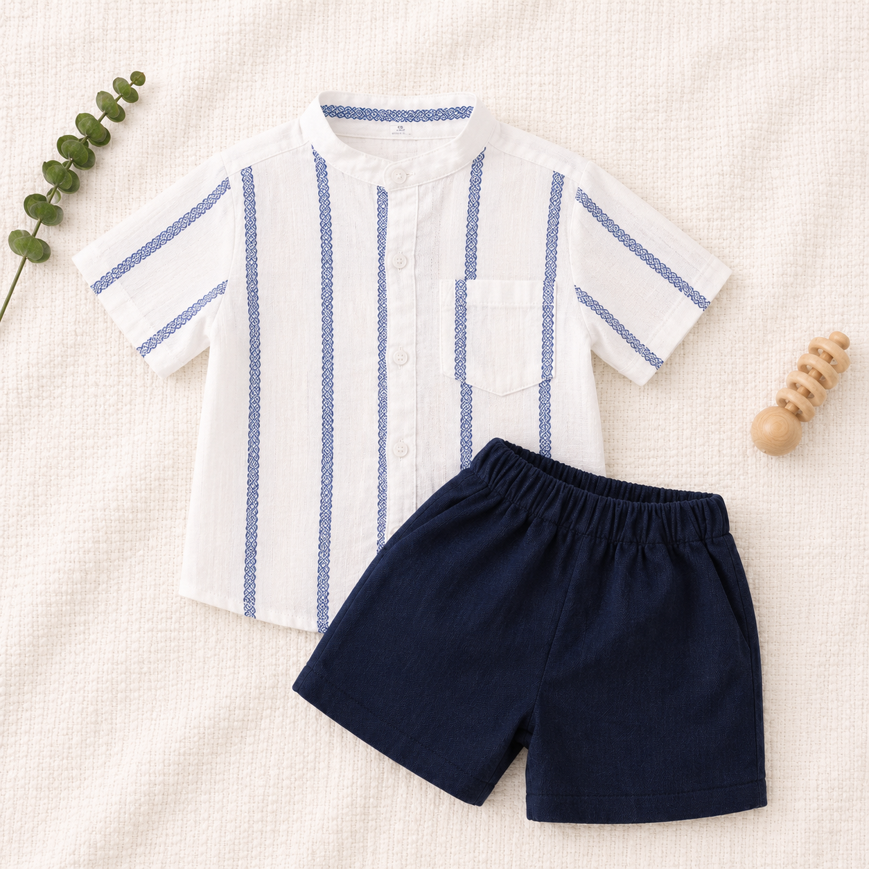 Soft Cotton Muslin Baby Boy Shirt & Shorts Set
