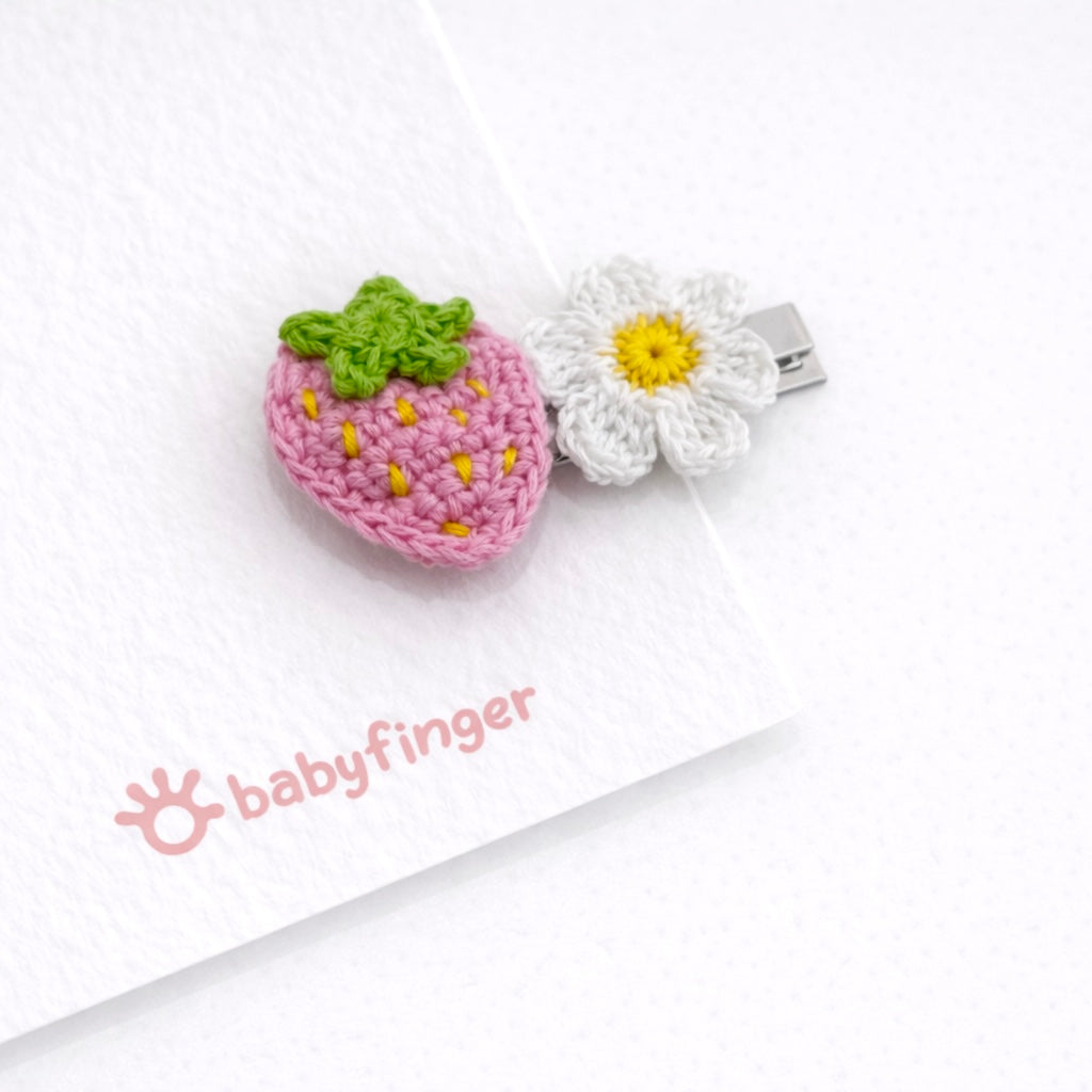 Daisy & Strawberry Crochet Hair Clip