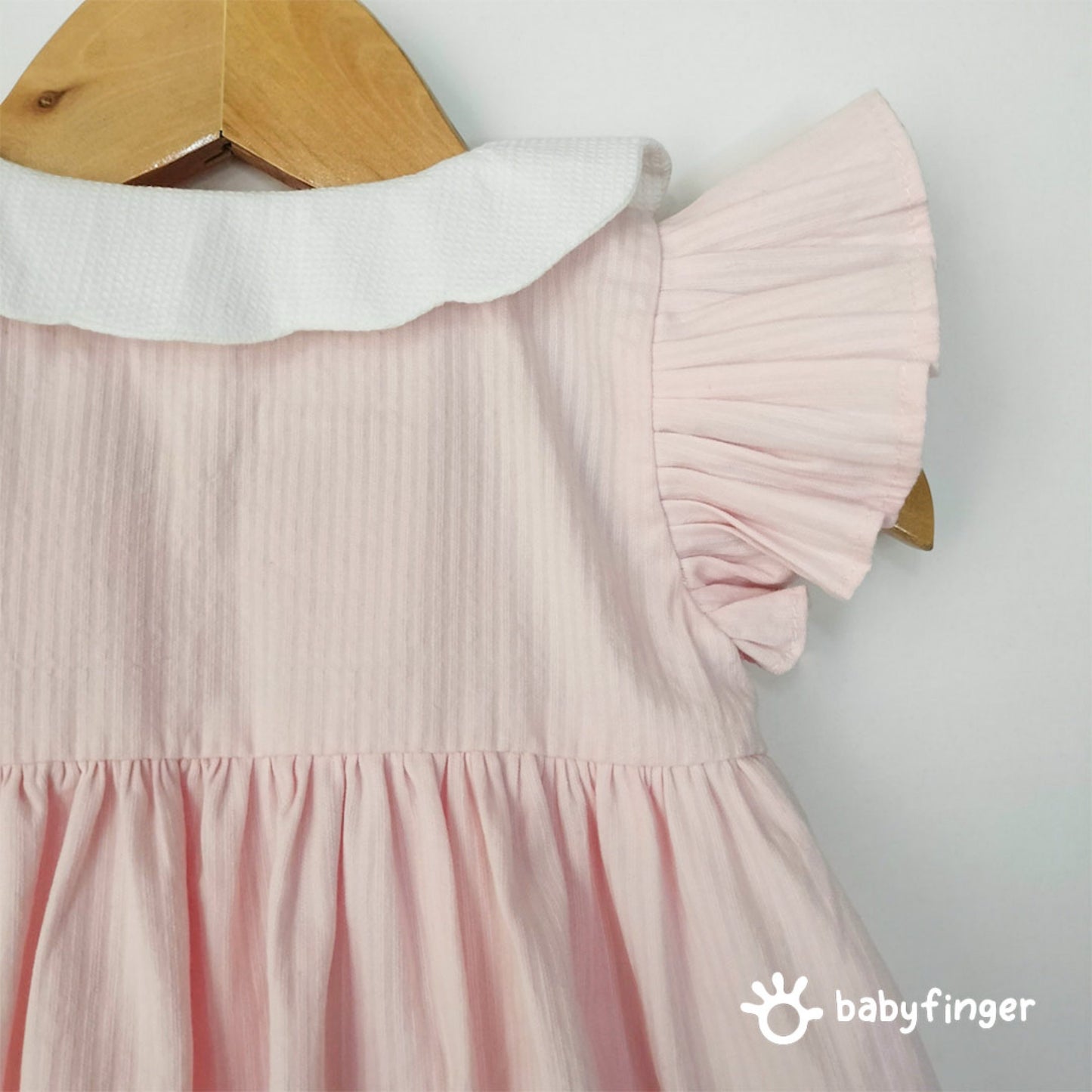 Baby Pink Cotton Button-Down Dress For kids
