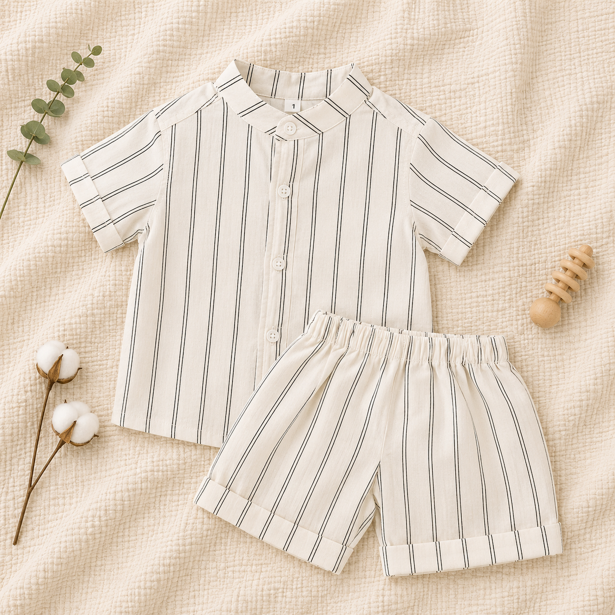 Classic Striped Shirt & Shorts Set