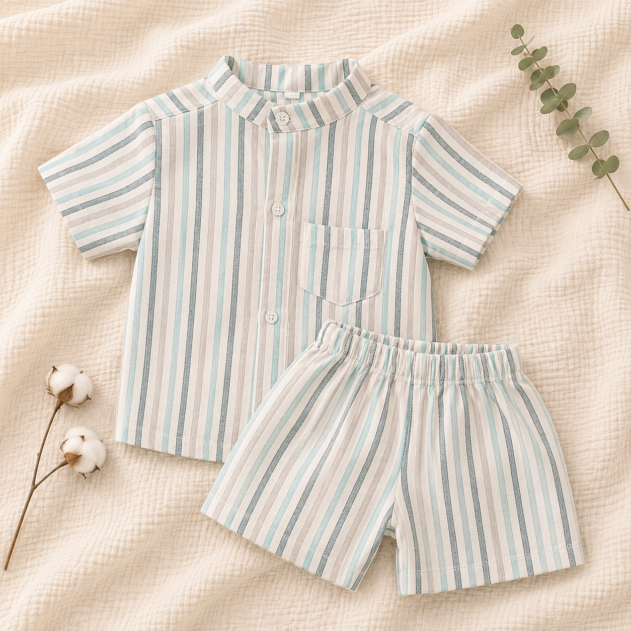 Classic Striped Shirt & Shorts Set