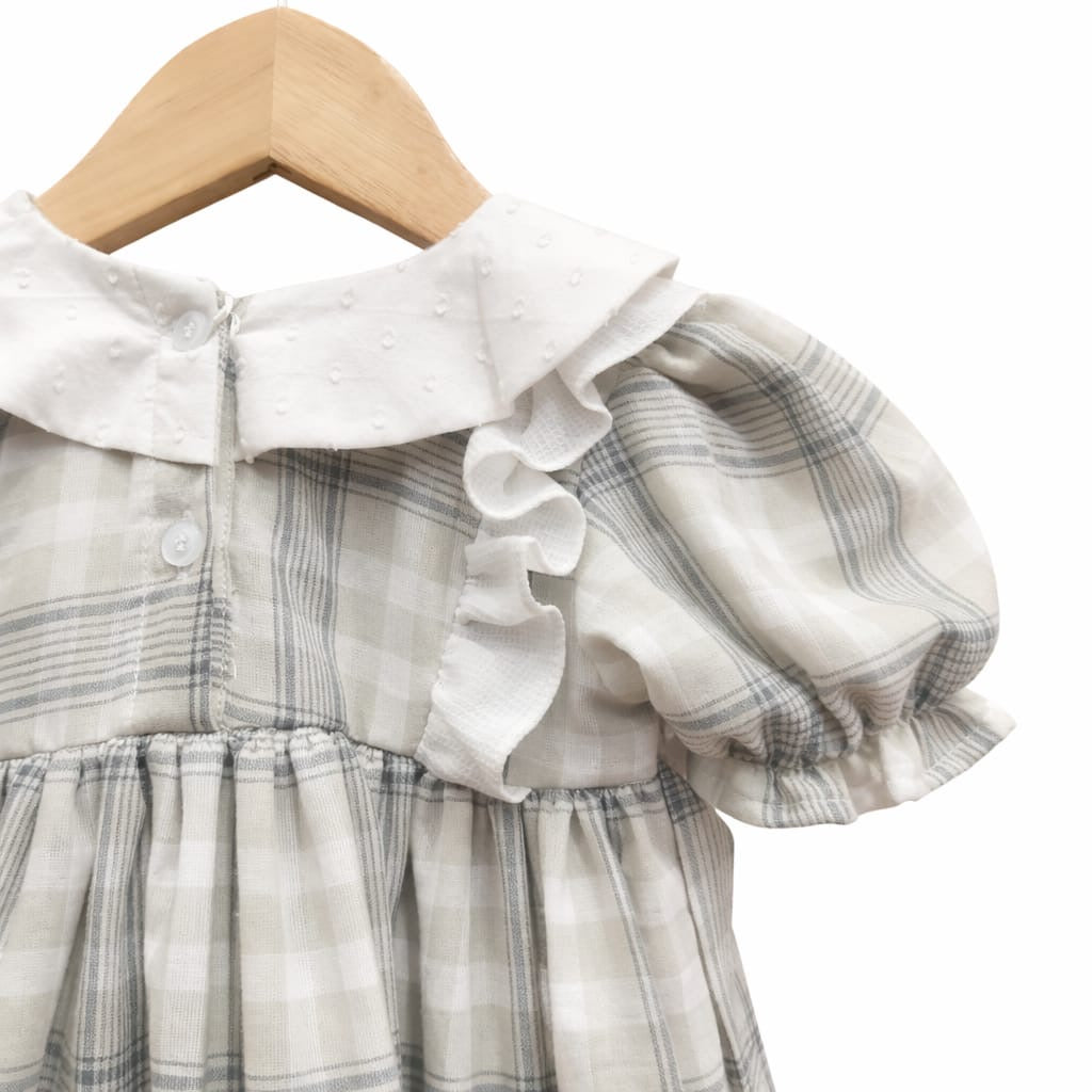 Elegant Plaid Baby Girl Dress with Ruffle Details