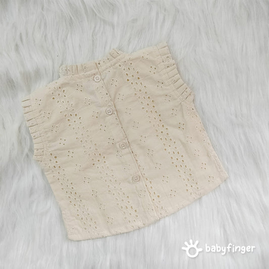 Baby Girls’ Embroidered Cotton Crop Top – Cream