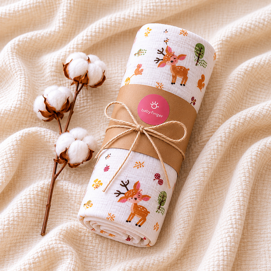 Premium Cotton Muslin Baby Towel (Single Piece)