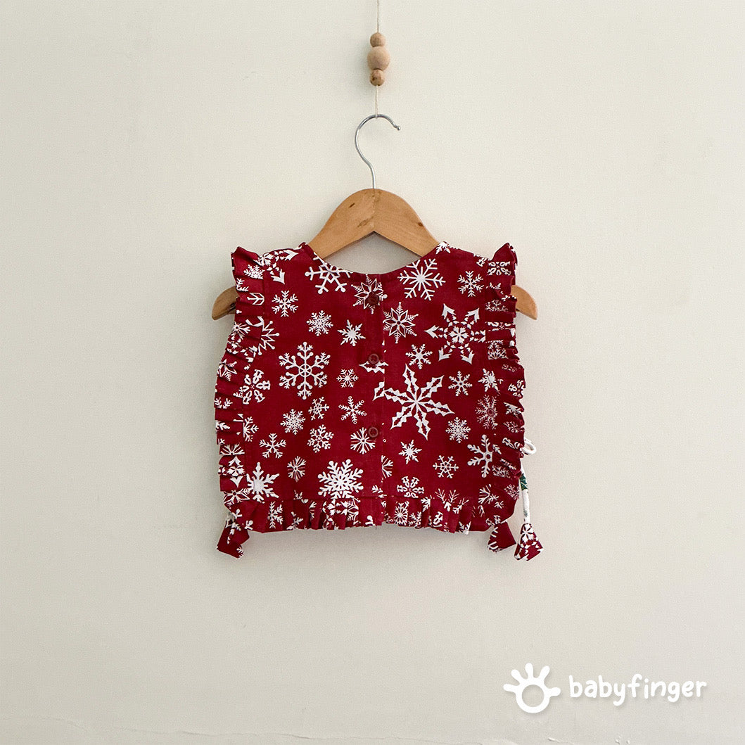 Baby Girls’ Festive Red & White Snowflake A-Line Dress