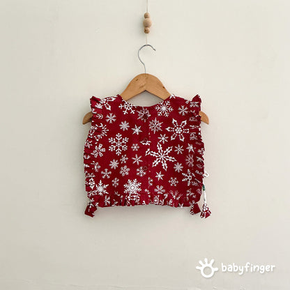 Baby Girls’ Festive Red & White Snowflake A-Line Dress