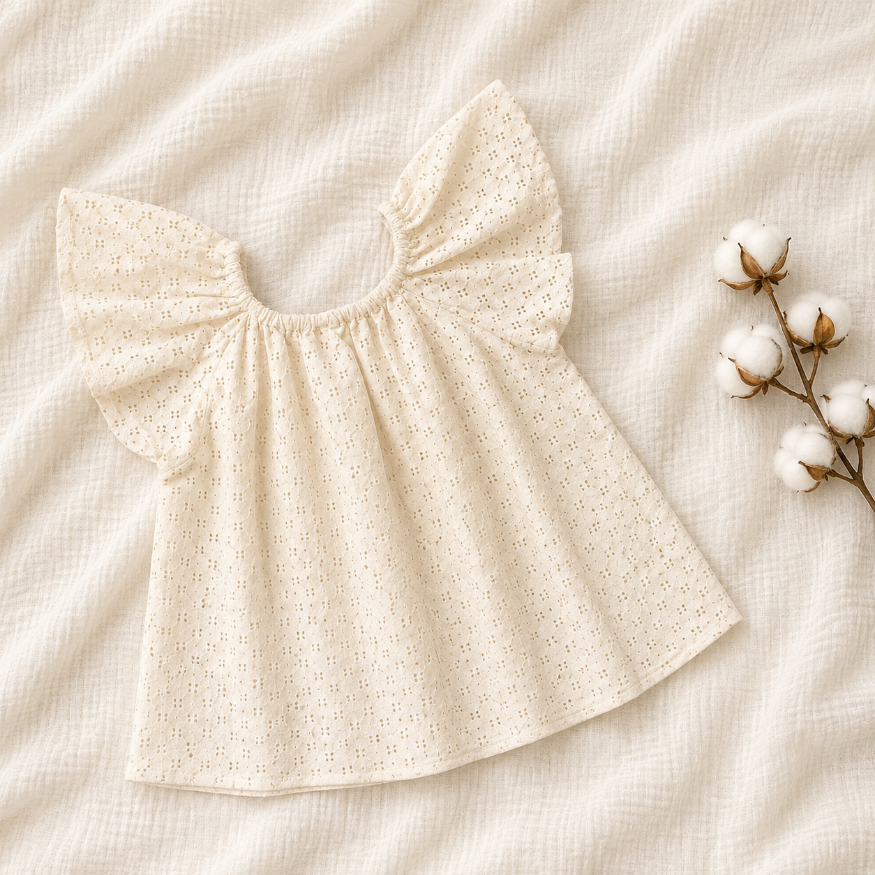 Elegant Eyelet Cotton Baby Dress