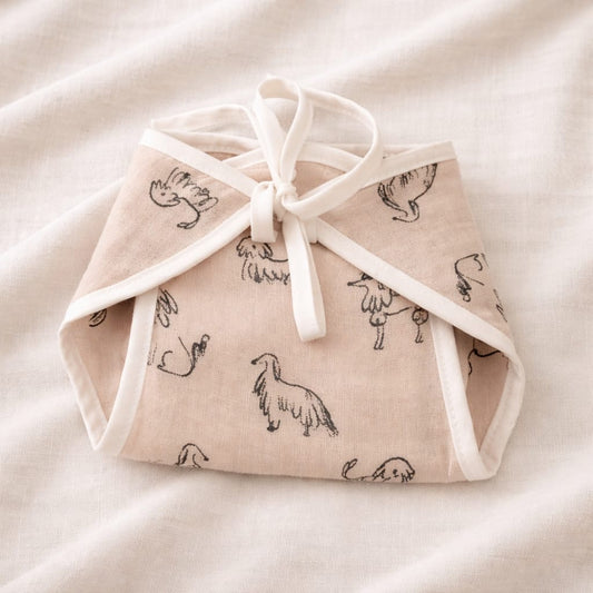 Muslin Cloth Diaper – Soft Beige Animal Print