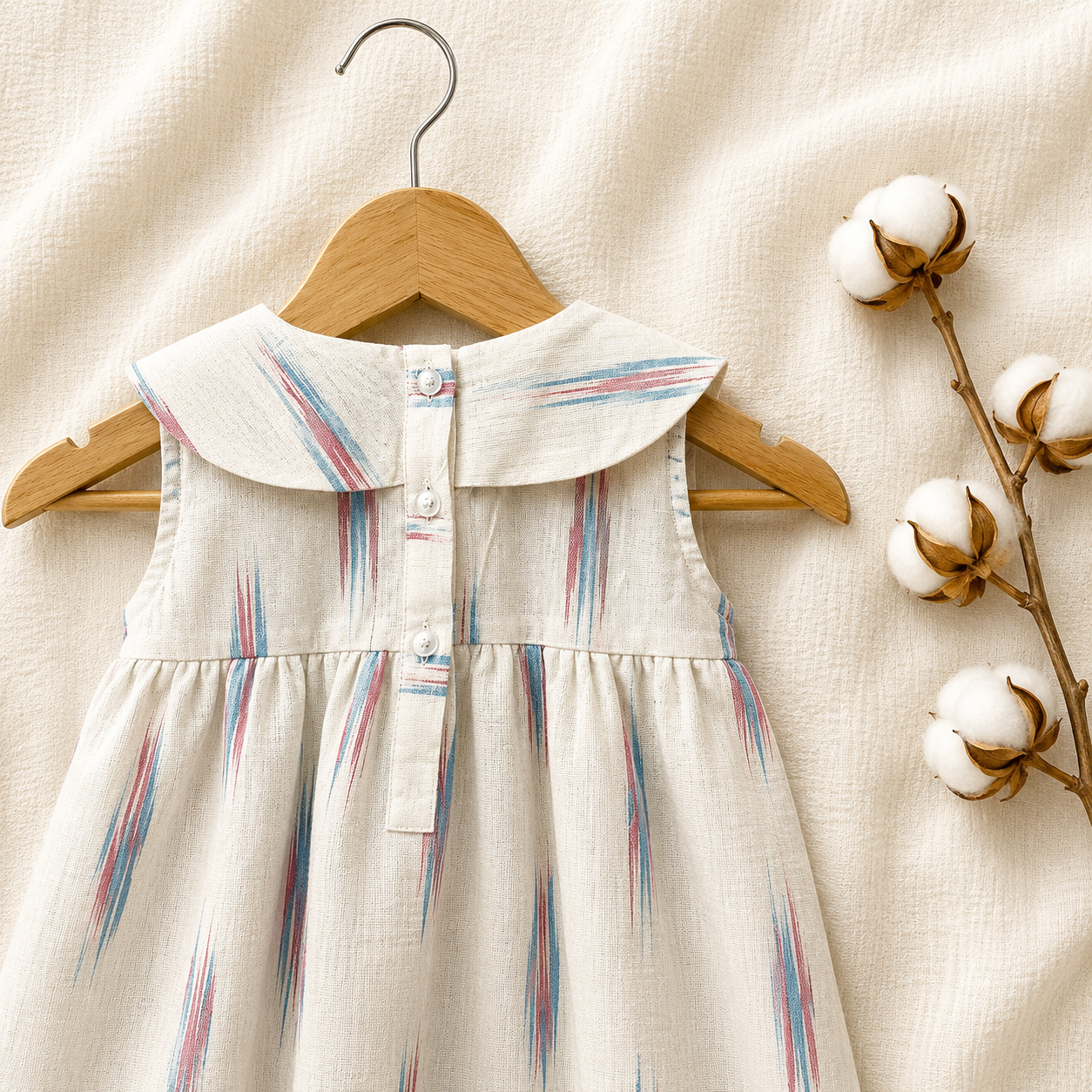 Elegant Muslin Sailor Collar Bow Dress for Baby Girls