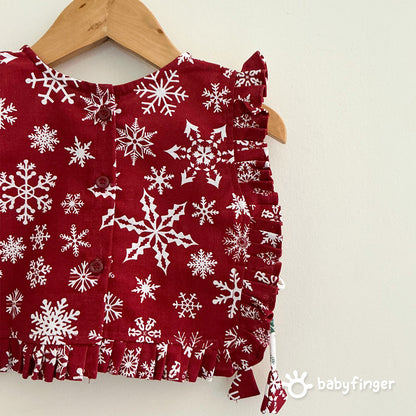 Baby Girls’ Festive Red & White Snowflake A-Line Dress