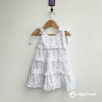 Twinkling Stars Ruffle Dress For Baby Girl