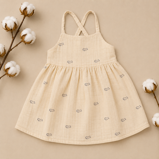Cream Muslin Baby Dress