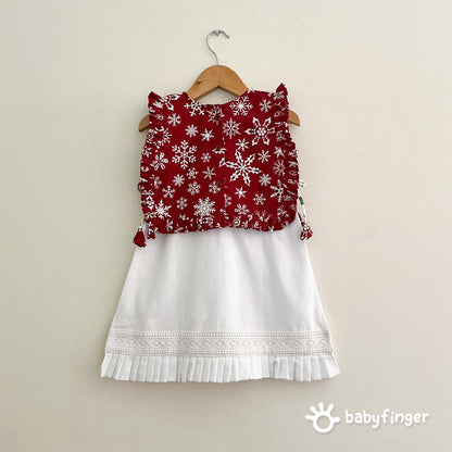 Baby Girls’ Festive Red & White Snowflake A-Line Dress