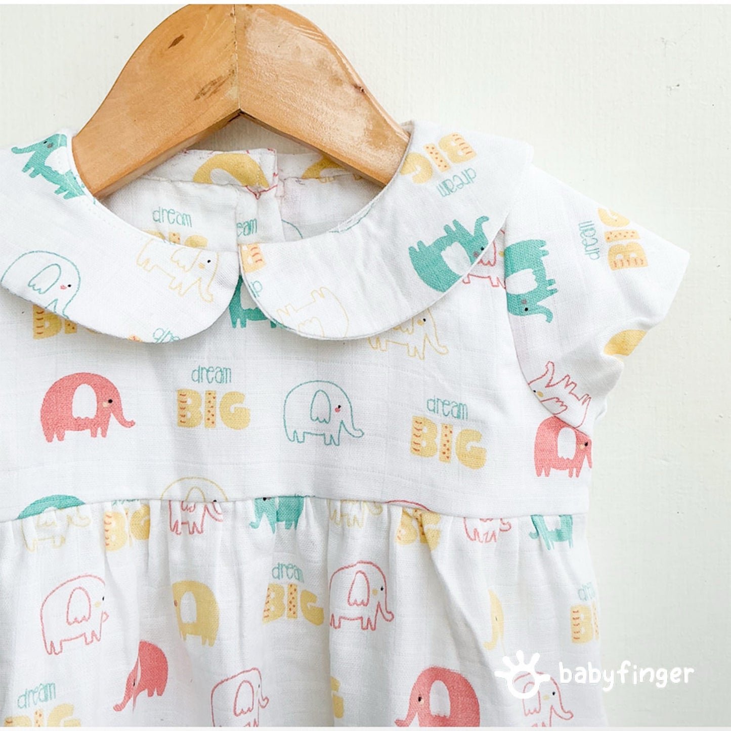 Playful Elephants Peter Pan Collar Kids Dress