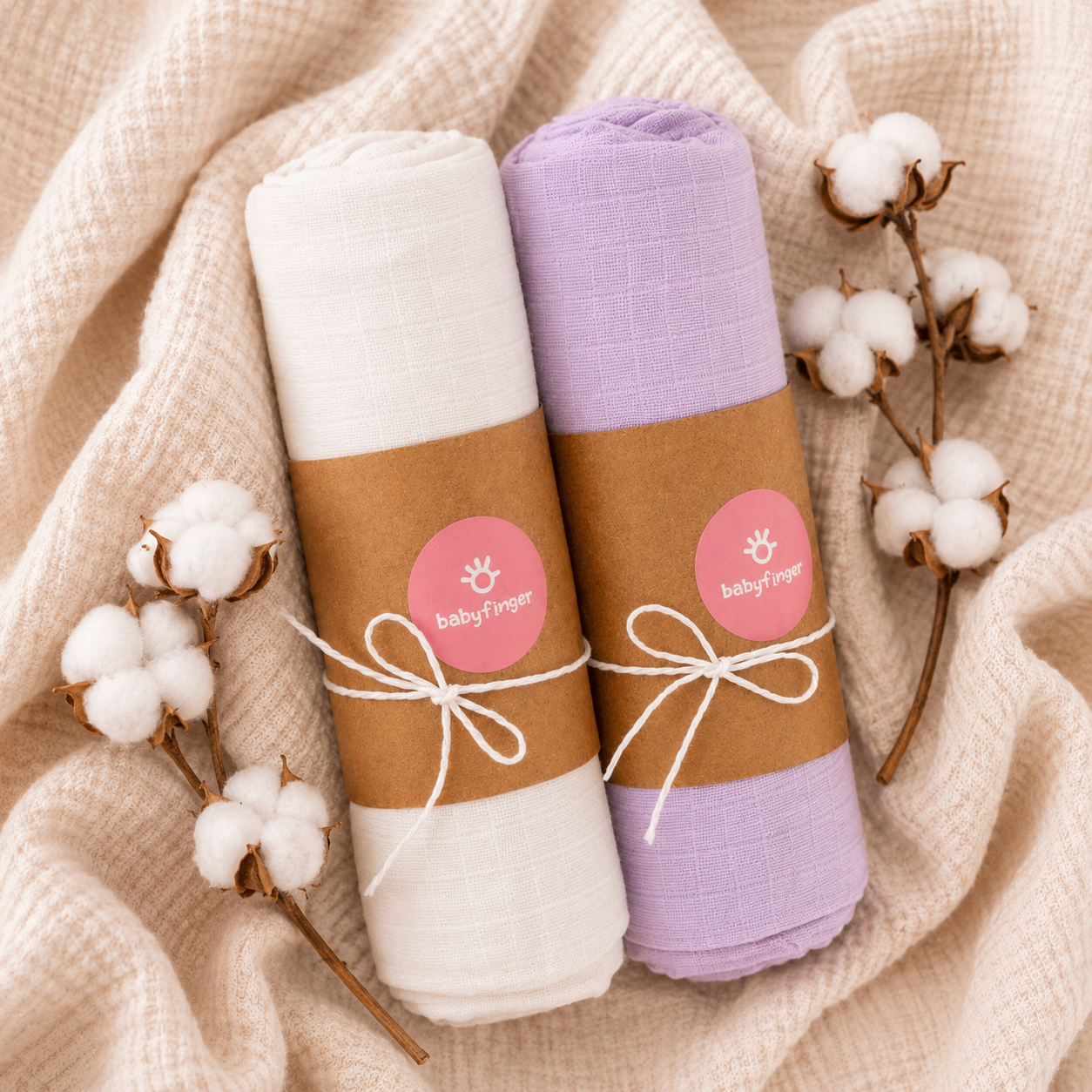 Soft Cotton Muslin Baby Towel Set (2 Pieces)