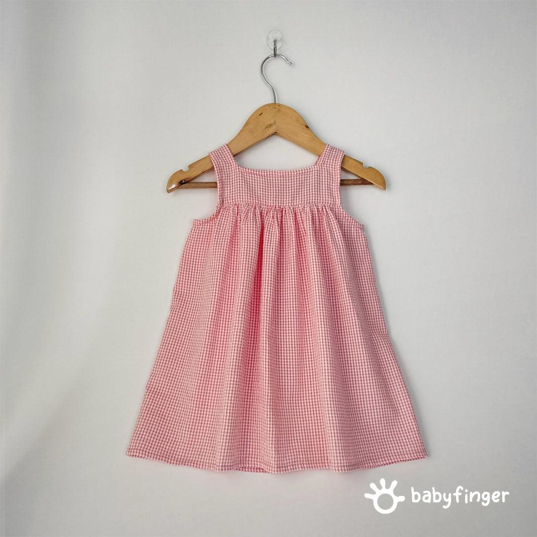 Red & White Gingham Children's Dress - Vintage Style