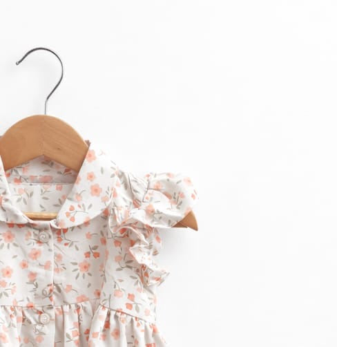 Floral Ruffle Sleeve Baby Dress with Peter Pan Collar