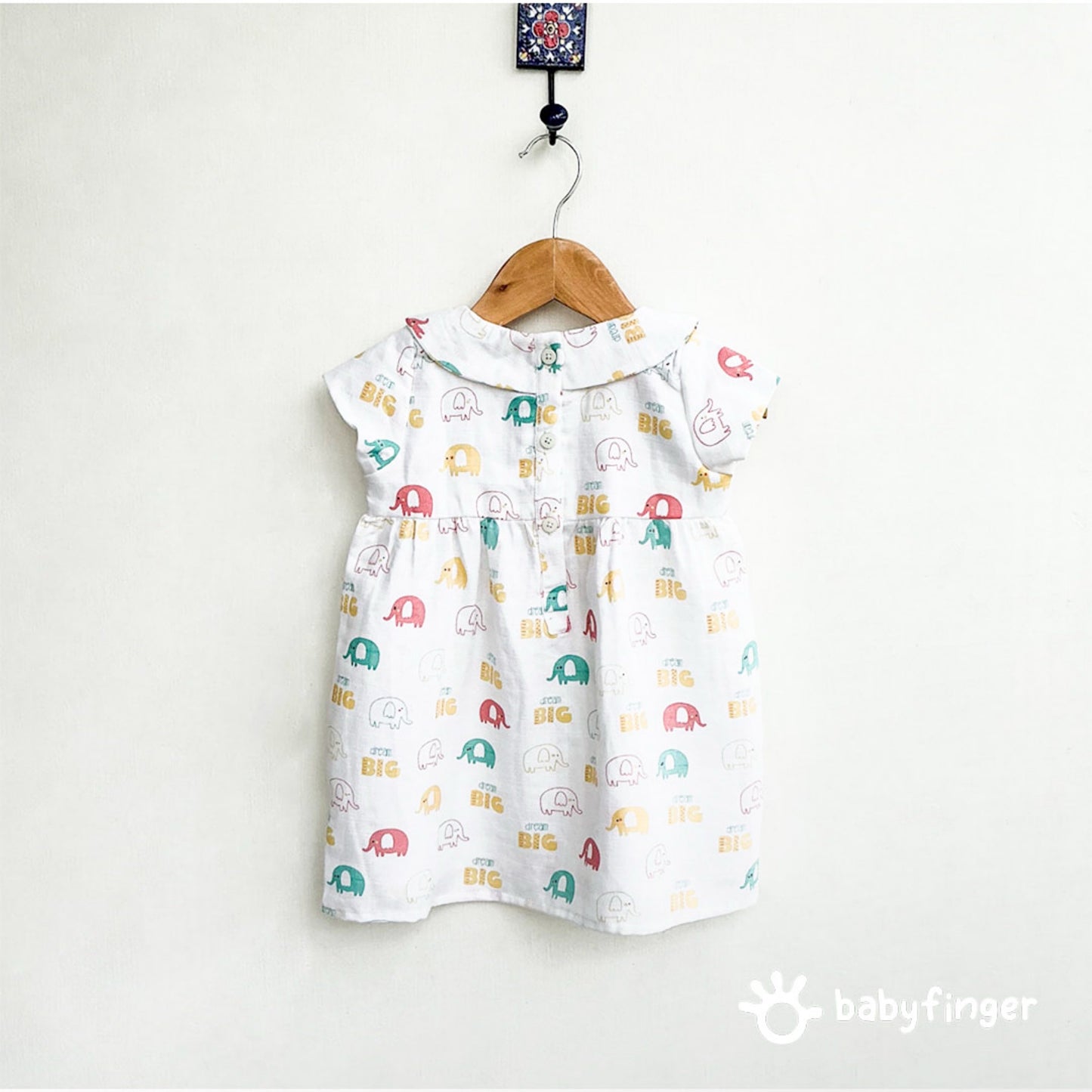 Playful Elephants Peter Pan Collar Kids Dress
