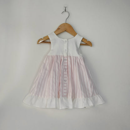 Baby Pink & White Cotton Button-Down Dress For kids
