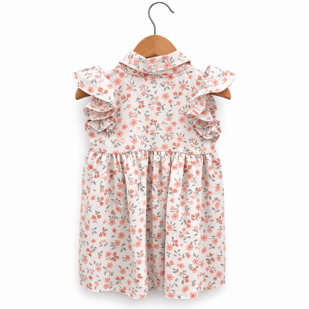 Floral Ruffle Sleeve Baby Dress with Peter Pan Collar