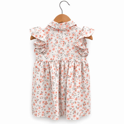 Floral Ruffle Sleeve Baby Dress with Peter Pan Collar