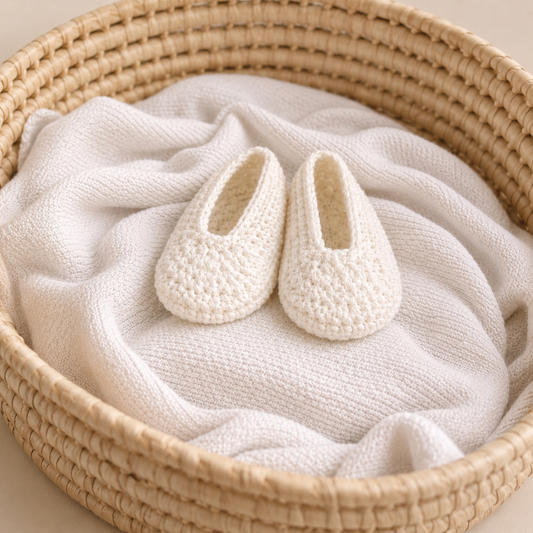 Handmade White Crochet Baby Booties