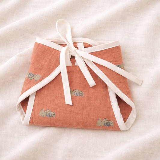 Muslin Cloth Diaper – Soft Peach with Cute Print