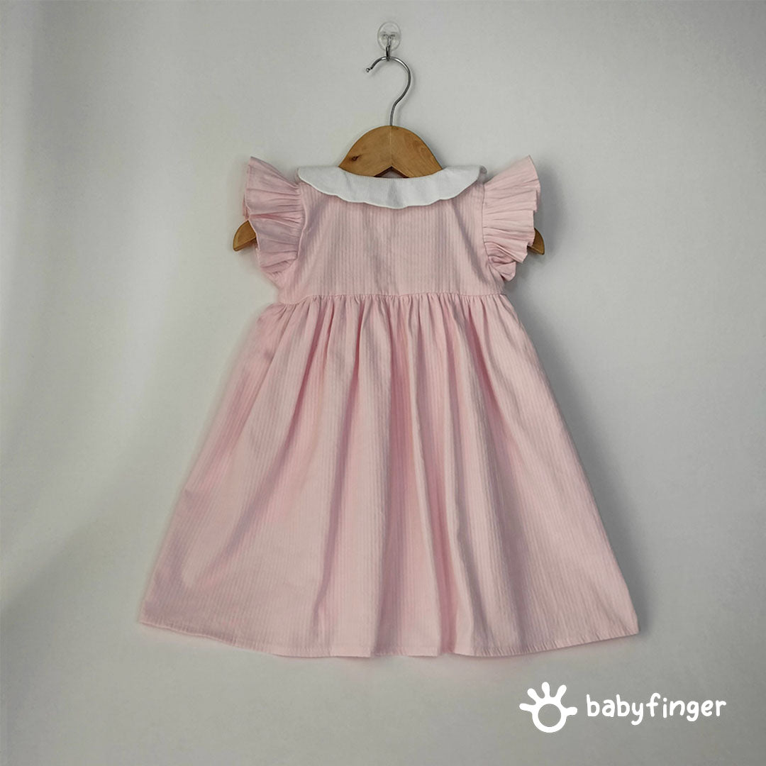 Baby Pink Cotton Button-Down Dress For kids