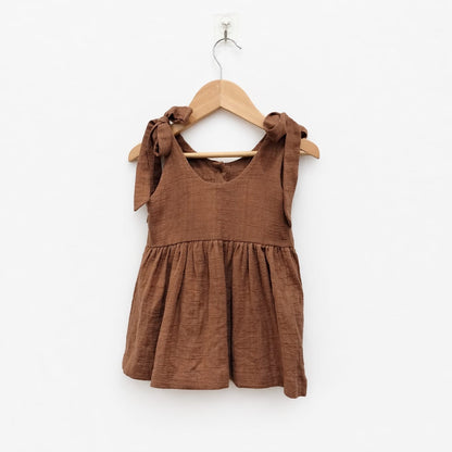 Rust Brown Tie-Shoulder Baby Dress