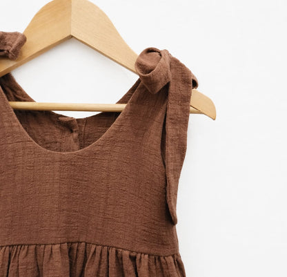 Rust Brown Tie-Shoulder Baby Dress