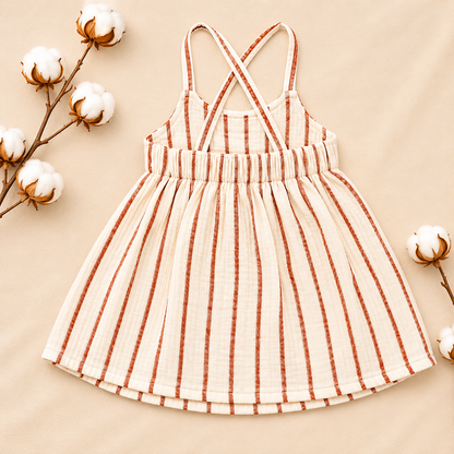 Ivory Stripe Muslin Baby Dress