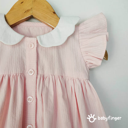 Baby Pink Cotton Button-Down Dress For kids