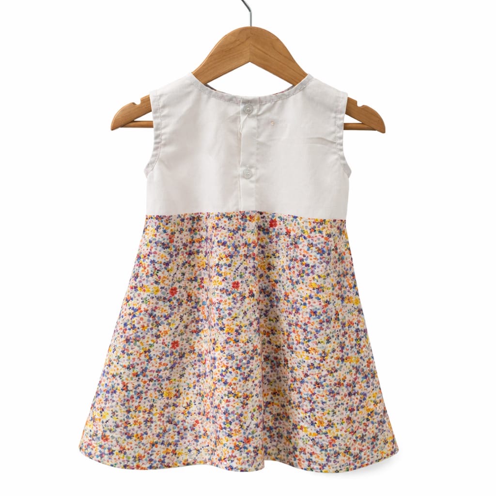Floral Panel Sleeveless Baby Dress