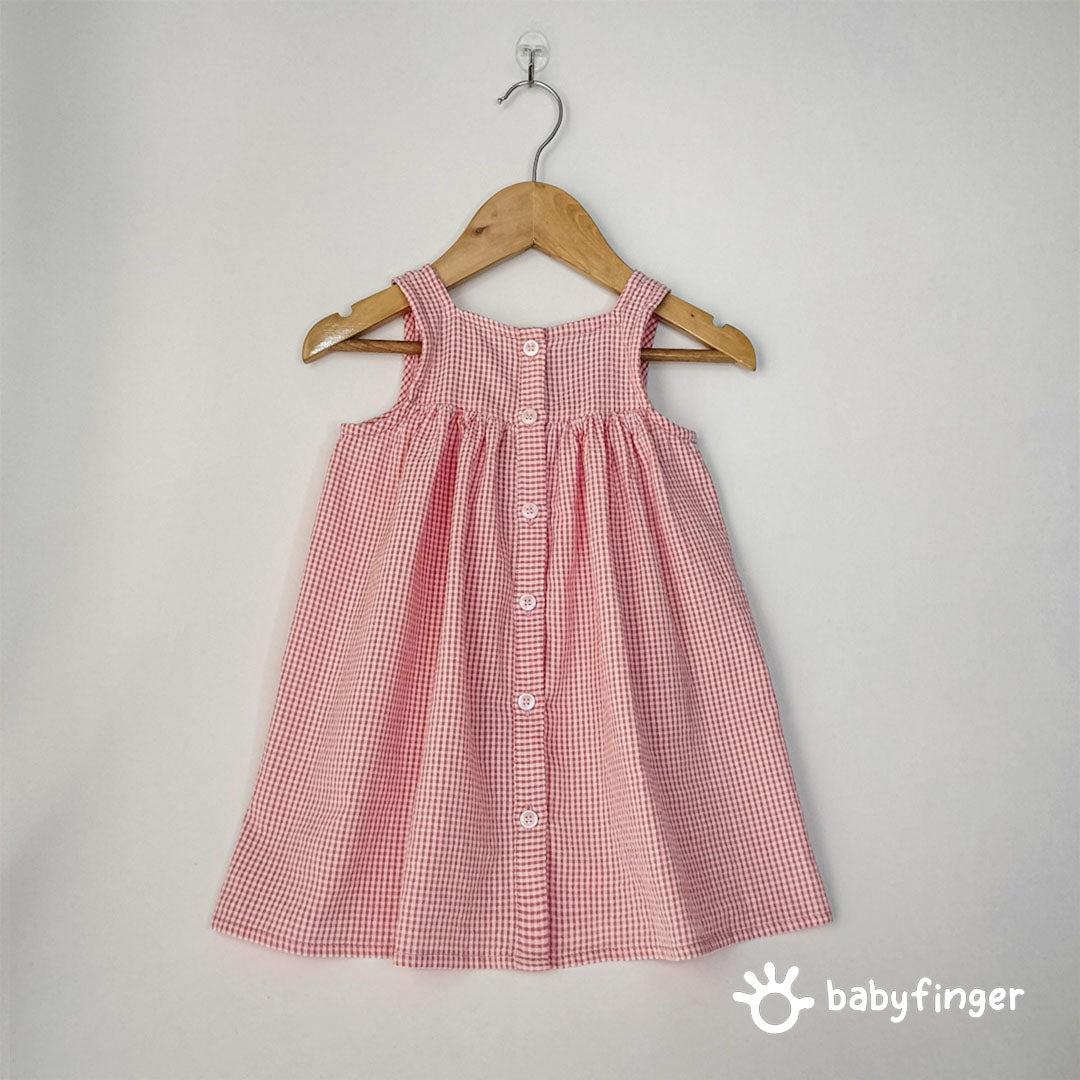 Red & White Gingham Children's Dress - Vintage Style