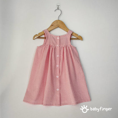 Red & White Gingham Children's Dress - Vintage Style