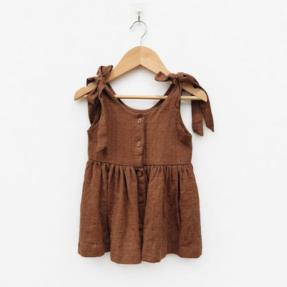 Rust Brown Tie-Shoulder Baby Dress