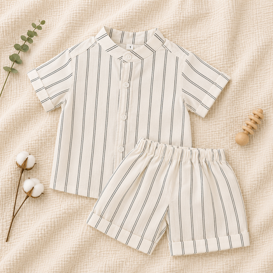 Classic Striped Shirt & Shorts Set