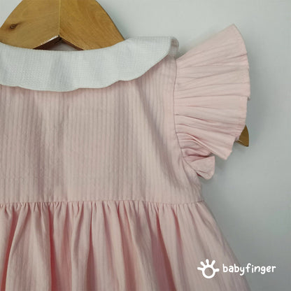 Baby Pink Cotton Button-Down Dress For kids