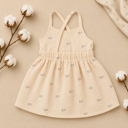 Cream Muslin Baby Dress