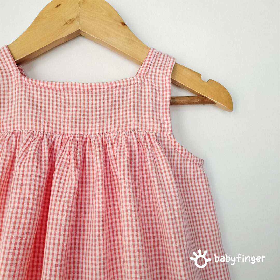 Red & White Gingham Children's Dress - Vintage Style